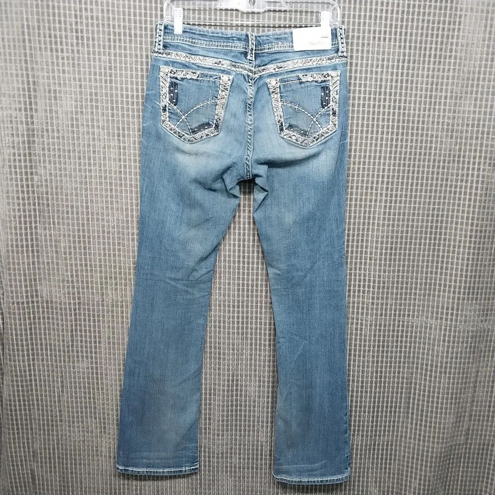 Grace in LA Jeans Women Bootcut Distressed Stretch Denim 30 Blue